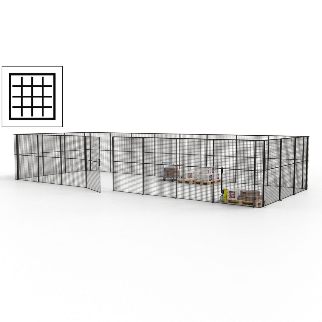 Maschinen Schutzgitter - Hallentrennwand - Sicherheitszaun - Tür - 33 m - 2.200 x 12.400 x 4.900 mm (HxBxT) - enzianblau