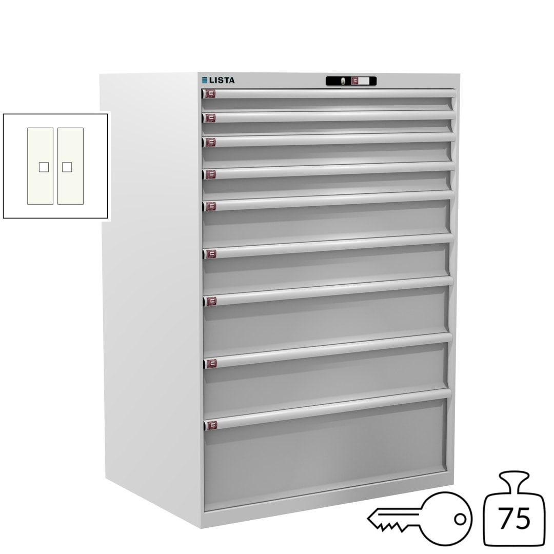 Lista Schubladenschrank - 12.550.010 - 1.450x1.023x725 mm (HxBxT) - 9 Schubladen - 200 kg - Key Lock - lichtblau (RAL 5012)