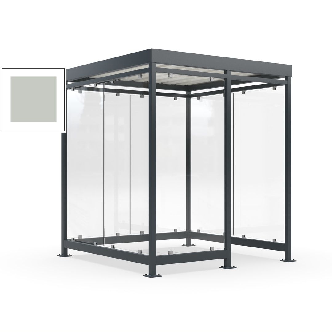 Raucherunterstand, Bushaltestelle, 7 Wände, 6-7 Personen, 2.510 x 2.165 x 2.165 mm (HxBxT), Farbe Achatgrau