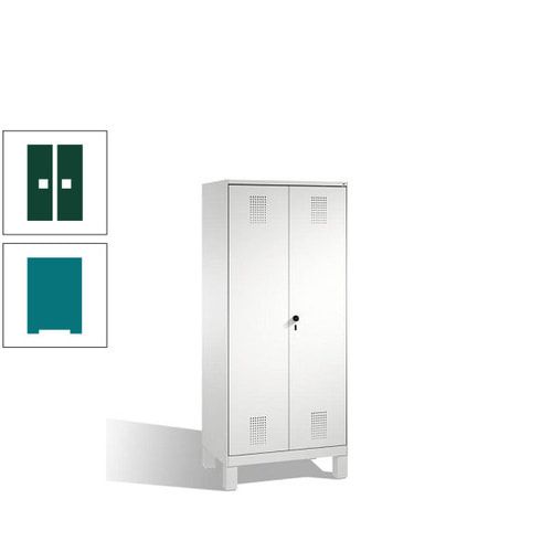 Doppel-Spind, Doppeltüren, Garderobenschrank mit Füßen, 2 Abteile a 400 mm, Korpus anthrazitgrau, Tür anthrazitgrau, 1.850 x 800 x 500 mm (HxBxT)