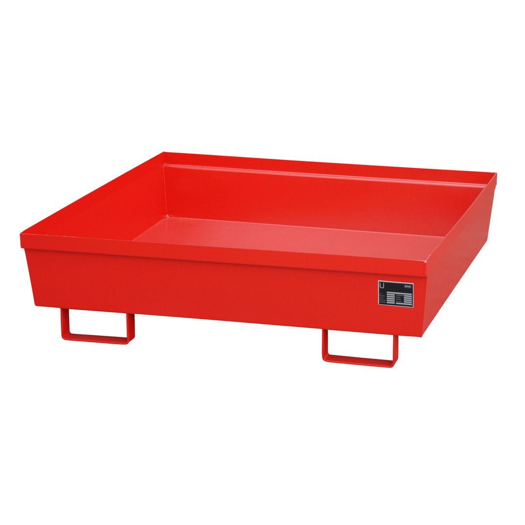 Ineinander stapelbare Auffangwanne - Stahl - 280 l Volumen - Breite 1.200 mm - feuerrot