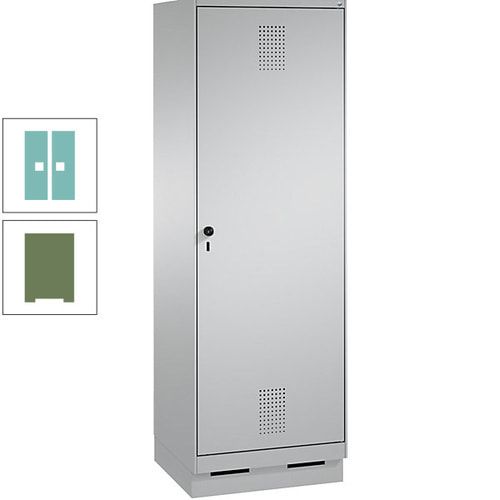 Doppel-Spind, Garderobenschrank, 1 Tür für 2 Abteile a 300 mm, Korpus anthrazitgrau, Türen anthrazitgrau, 1.800 x 600 x 500 mm (HxBxT)