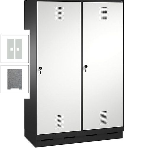 Doppel-Spind, Garderobenschrank, 2 Türen für 4 Abteile a 300 mm, Korpus anthrazitgrau, Türen anthrazitgrau, 1.800 x 1.200 x 500 mm (HxBxT)