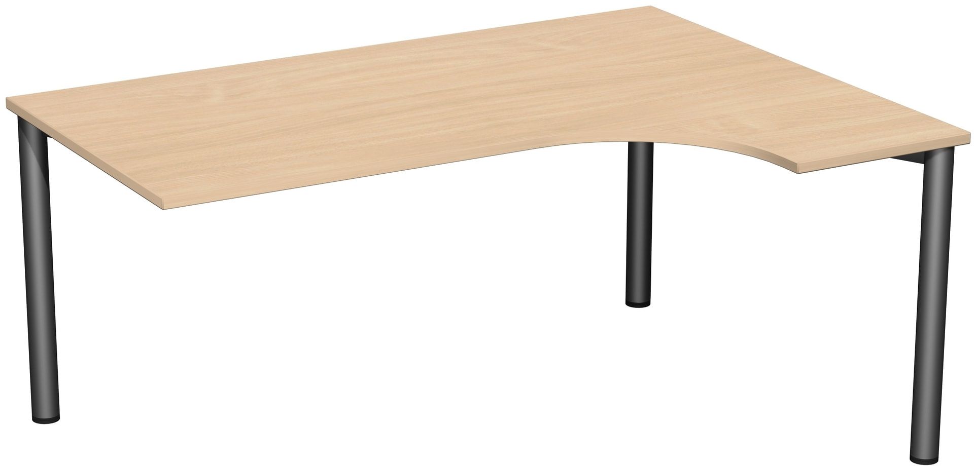 Eckschreibtisch - Ecke rechts - 4-Fuß Flex - 720 x 1.600 x 1.200 mm (HxBxT) - Gestell anthrazit - Ahorn