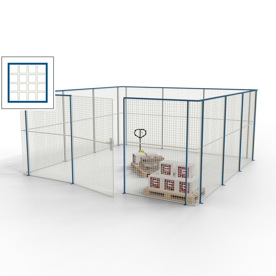 Maschinen Schutzgitter - Hallentrennwand - Sicherheitszaun - Tür - 18 m - 2.200 x 4.900 x 4.900 mm (HxBxT) - enzianblau