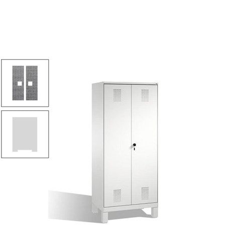 Doppel-Spind, Doppeltüren, Garderobenschrank mit Füßen, 2 Abteile a 400 mm, Korpus anthrazitgrau, Tür anthrazitgrau, 1.850 x 800 x 500 mm (HxBxT)
