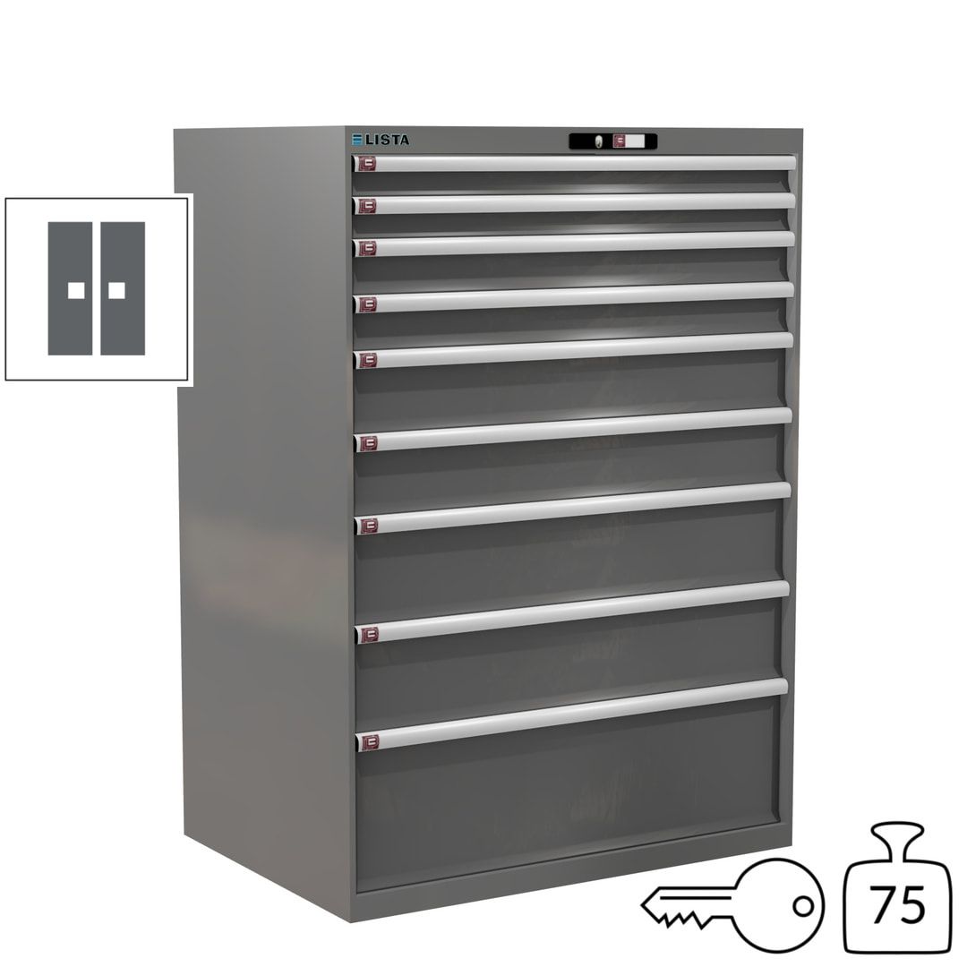 Lista Schubladenschrank - 12.550.010 - 1.450x1.023x725 mm (HxBxT) - 9 Schubladen - 200 kg - Key Lock - lichtblau (RAL 5012)
