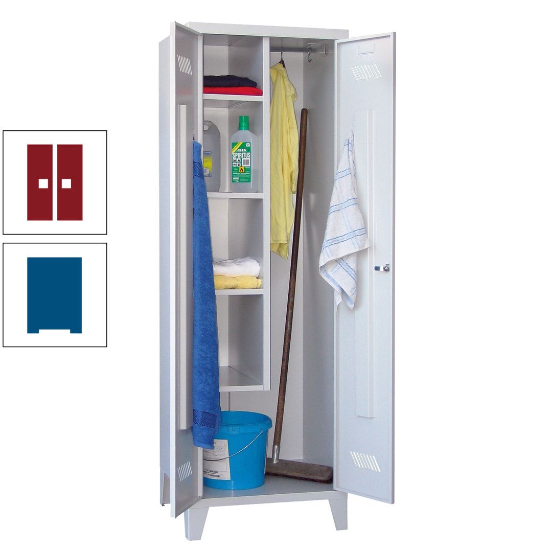Putzschrank mit Füßen - 1 Abteil mit Trennwand - 1.850x600x500 mm (HxBxT) - Drehriegel - anthrazitgrau