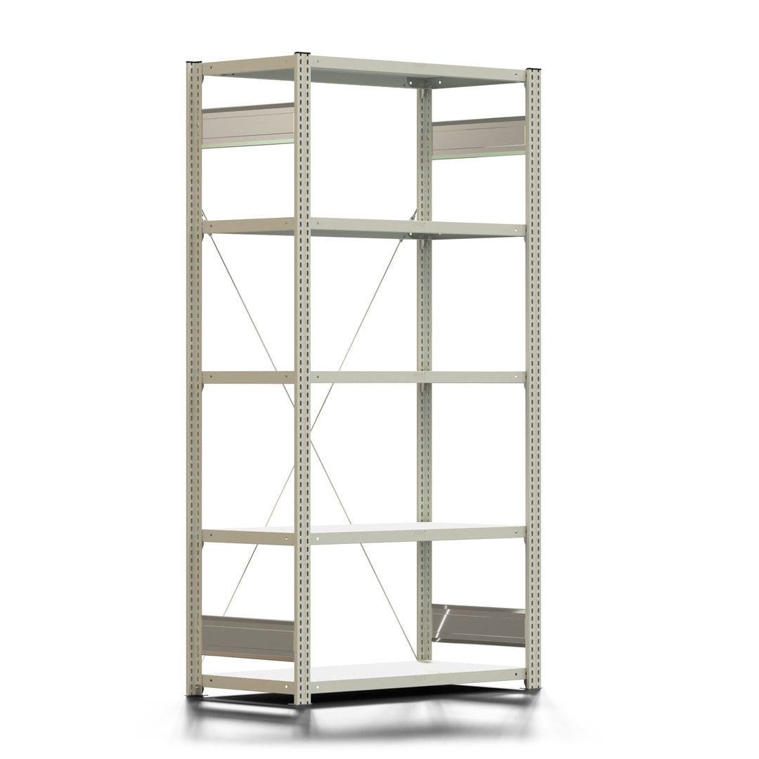 Fachbodenregal mit Tiefenriegel - 250 kg - 2.000 x 1.005 x 500 mm (HxBxT) - Anbauregal - lichtgrau - Lagerregal - Steckregal - BERT