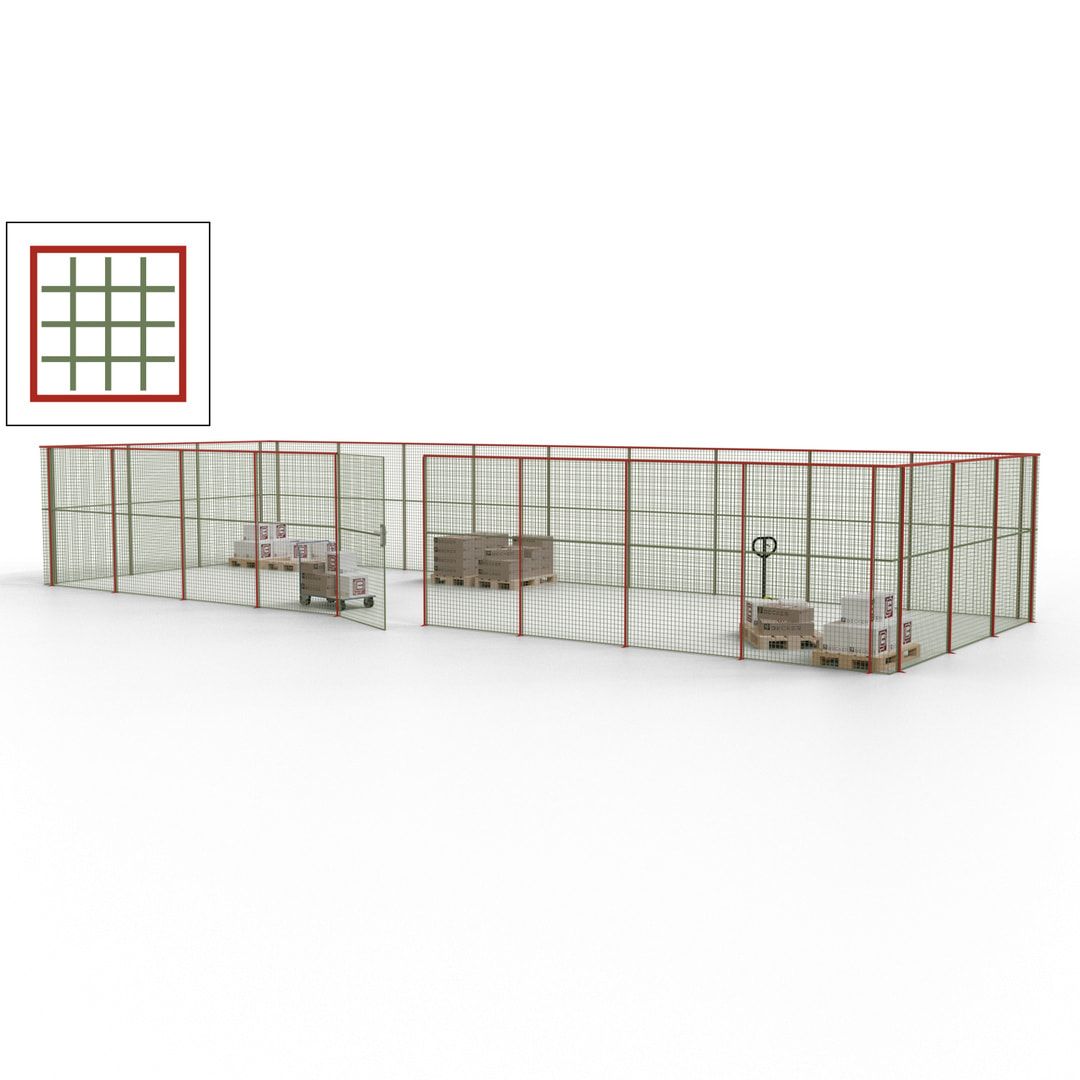 Maschinen Schutzgitter - Hallentrennwand - Sicherheitszaun - Tür - 36 m - 2.200 x 13.900 x 4.900 mm (HxBxT) - enzianblau
