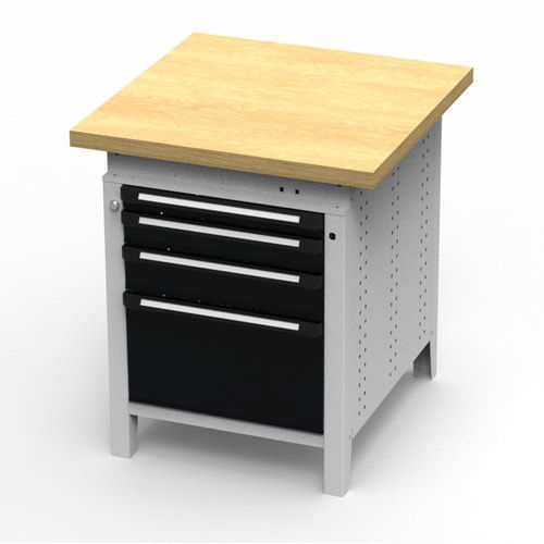 OTTOKIND Werkbank - Arbeitsplatte bündig - 850 x 605 x 750 mm (HxBxT) - 4 Schubladen - 60:1 / 90:1 / 120:1 / 300:1 - lichtgrau / anthrazitgrau
