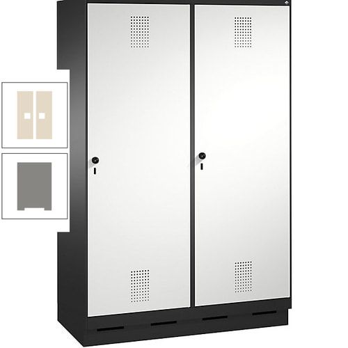Doppel-Spind, Garderobenschrank, 2 Türen für 4 Abteile a 300 mm, Korpus anthrazitgrau, Türen anthrazitgrau, 1.800 x 1.200 x 500 mm (HxBxT)