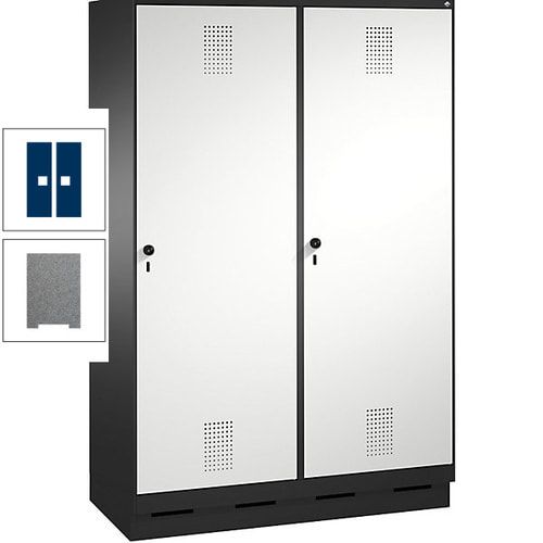 Doppel-Spind, Garderobenschrank, 2 Türen für 4 Abteile a 300 mm, Korpus anthrazitgrau, Türen anthrazitgrau, 1.800 x 1.200 x 500 mm (HxBxT)