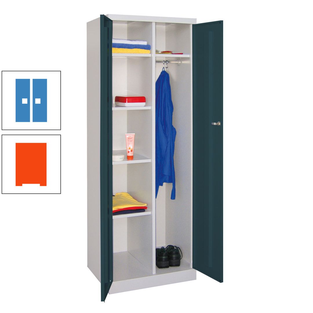 Kleiderschrank mit Sockel - Spind - 1 Abteil mit Trennwand - 1.800x600x500 mm (HxBxT) - Zylinderschloss - anthrazitgrau