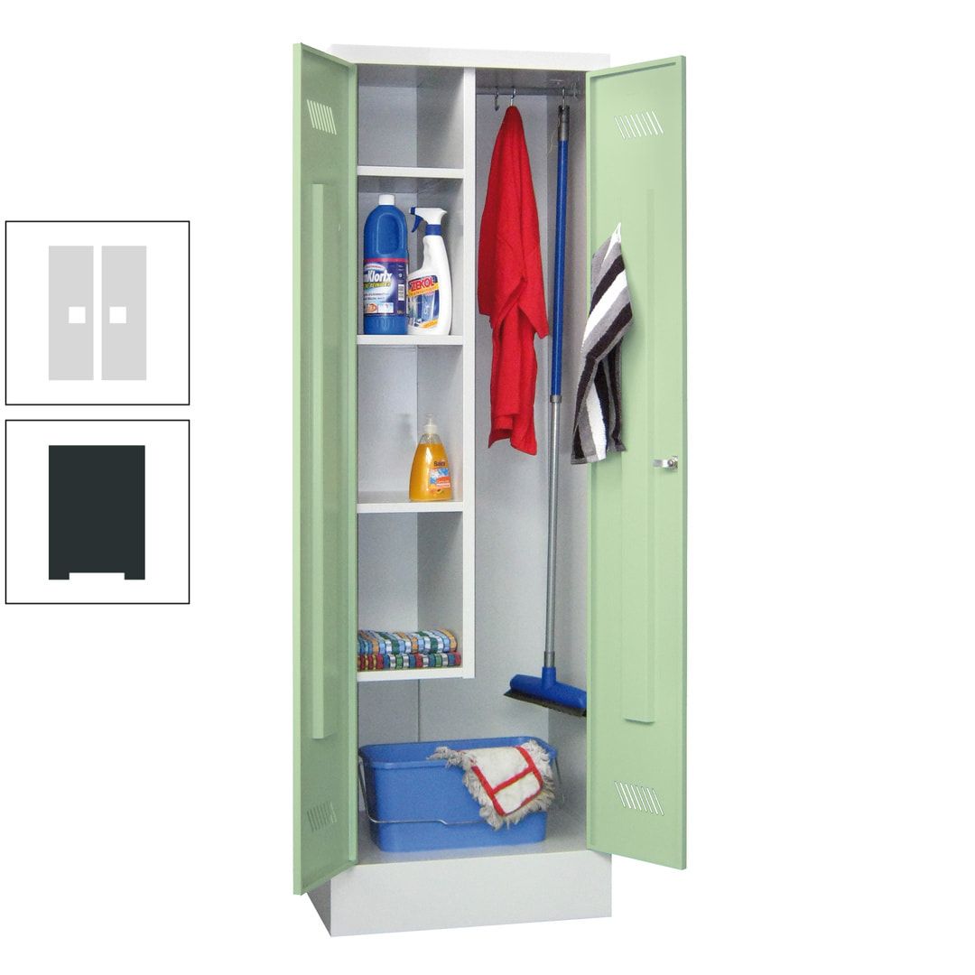 Putzschrank mit Sockel - 1 Abteil mit Trennwand - 1.850x600x500 mm (HxBxT) - Drehriegel - anthrazitgrau