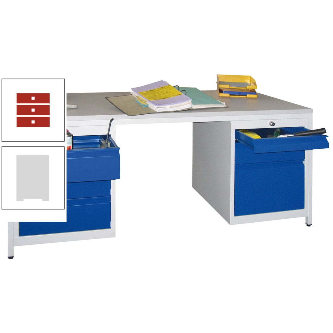 Meisterschreibtisch - 6 Schubladen, 75 / 125 / 150 / 175 / 300 mm - 720 x 1.700 x 800 mm (HxBxT) - anthrazitgrau