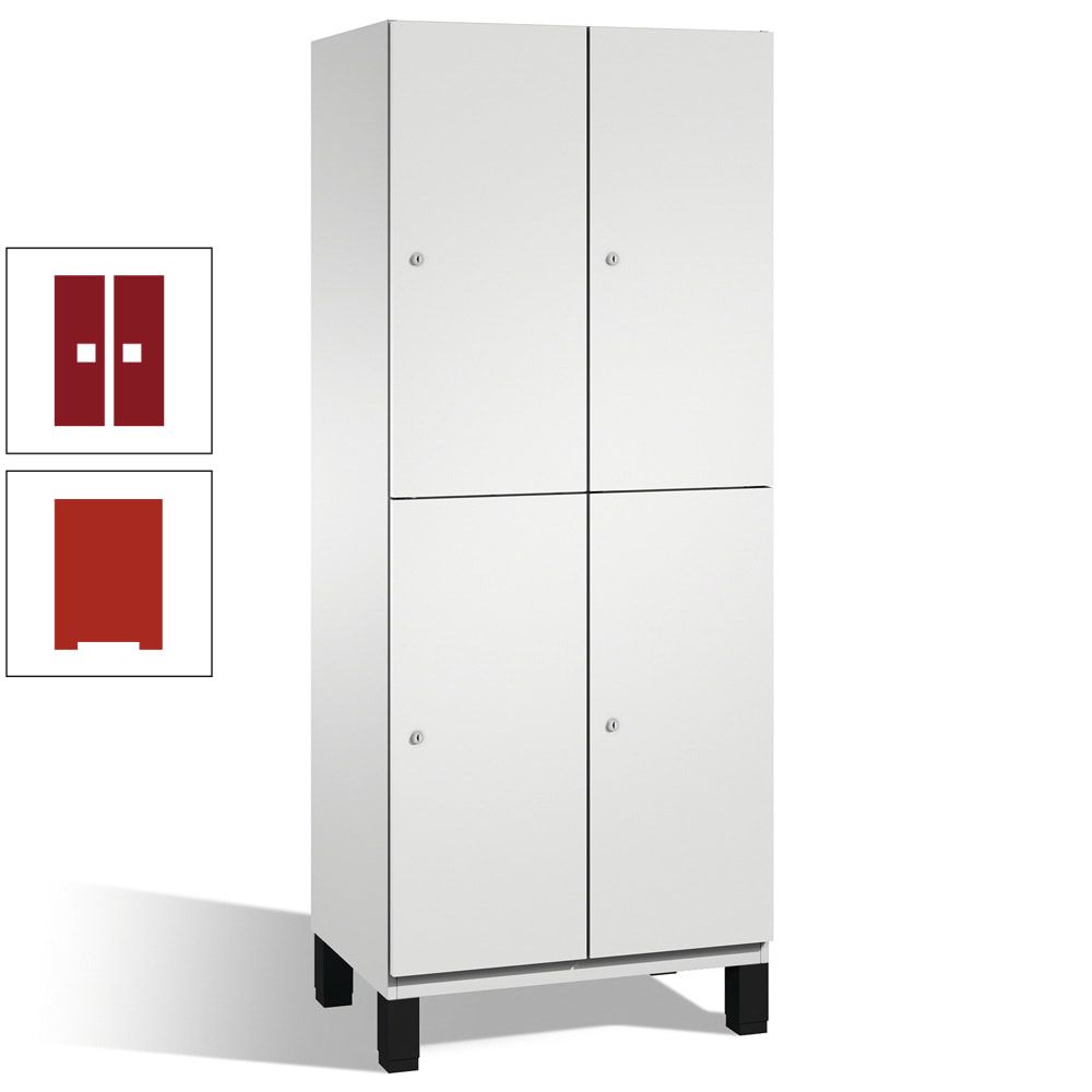 Fächerschrank, Stahlschrank, doppelstöckig, 4 Fächer, Füße, Korpus anthrazitgrau, Tür anthrazitgrau, 1.980 x 600 x 525 mm (HxBxT)