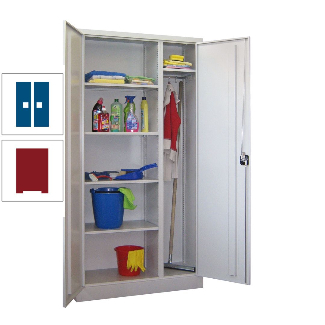 Putzschrank mit Trennwand - 1.950x1.000x400 mm (HxBxT) - Böden pulverbeschichtet - anthrazitgrau
