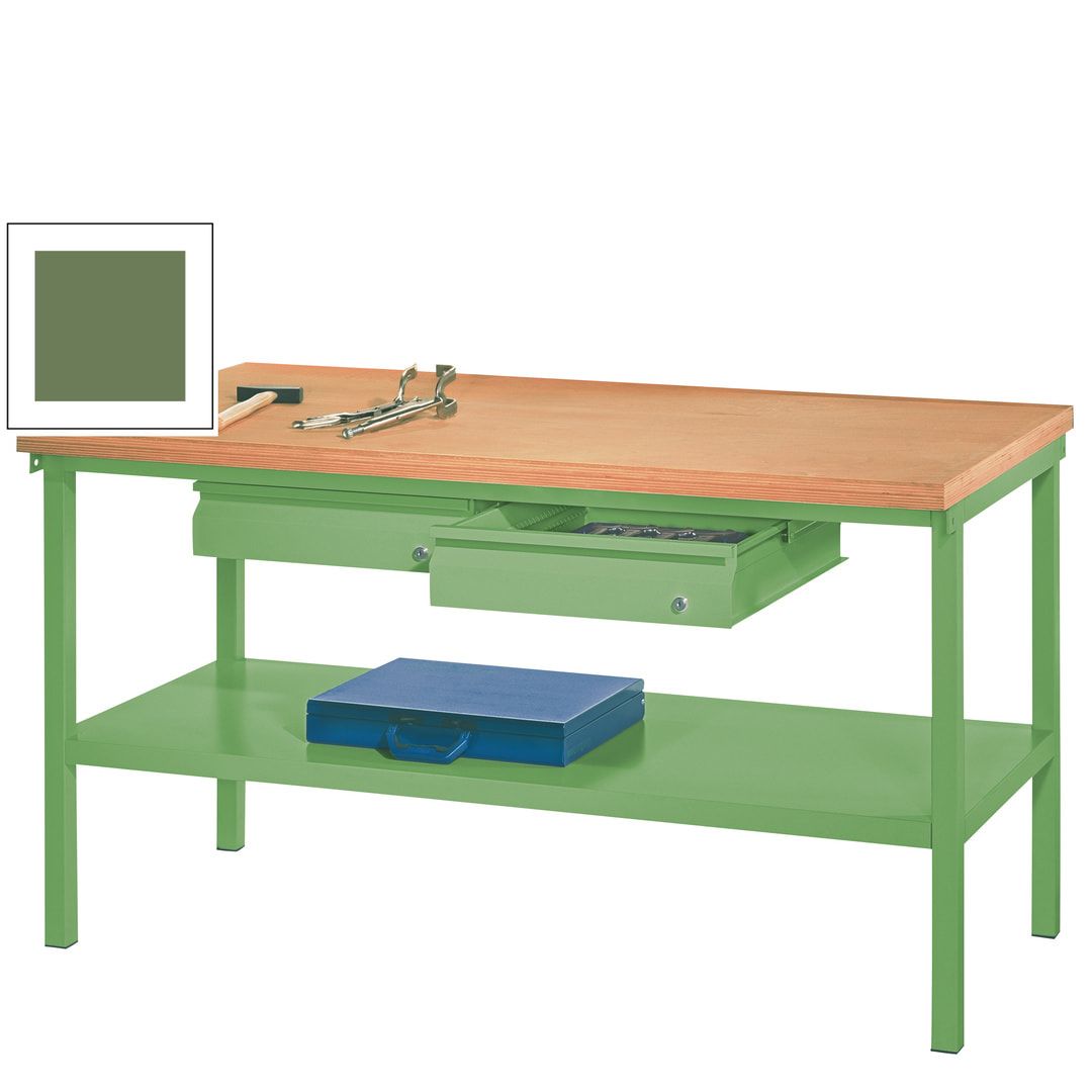 Werkbank mit Ablageboden - 2 Schubladen - 900 x 1.500 x 700 mm (HxBxT) - Traglast 1.050 kg - anthrazitgrau