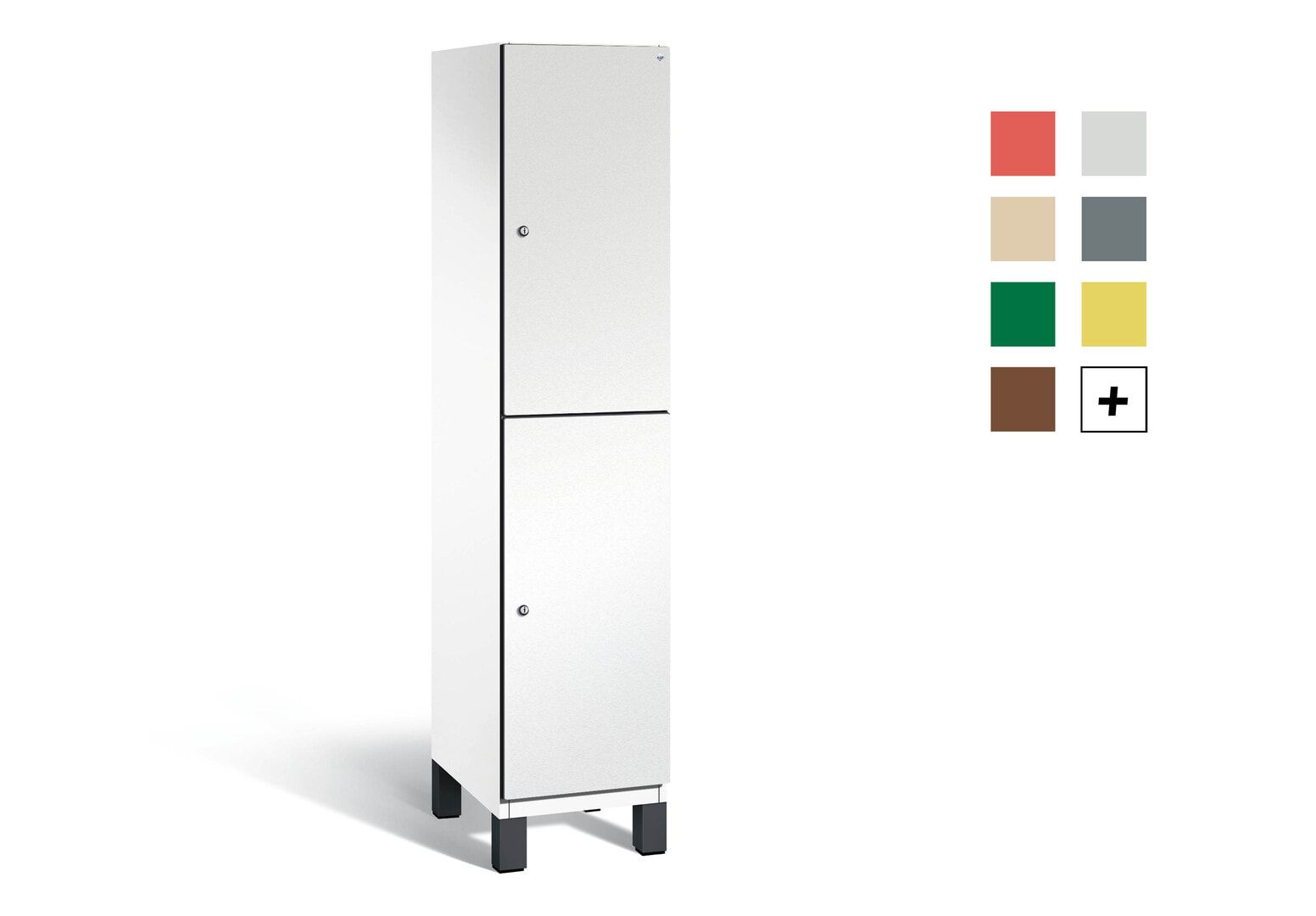 Fächerschrank, Stahlschrank, doppelstöckig, 2 Fächer, Füße, Korpus anthrazitgrau, Tür anthrazitgrau, 1.980 x 400 x 525 mm (HxBxT)