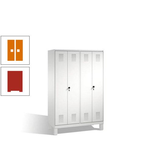 Doppel-Spind, Doppeltüren, Garderobenschrank mit Füßen, 4 Abteile a 300 mm, Korpus anthrazitgrau, Tür anthrazitgrau, 1.850 x 1.200 x 500 mm (HxBxT)