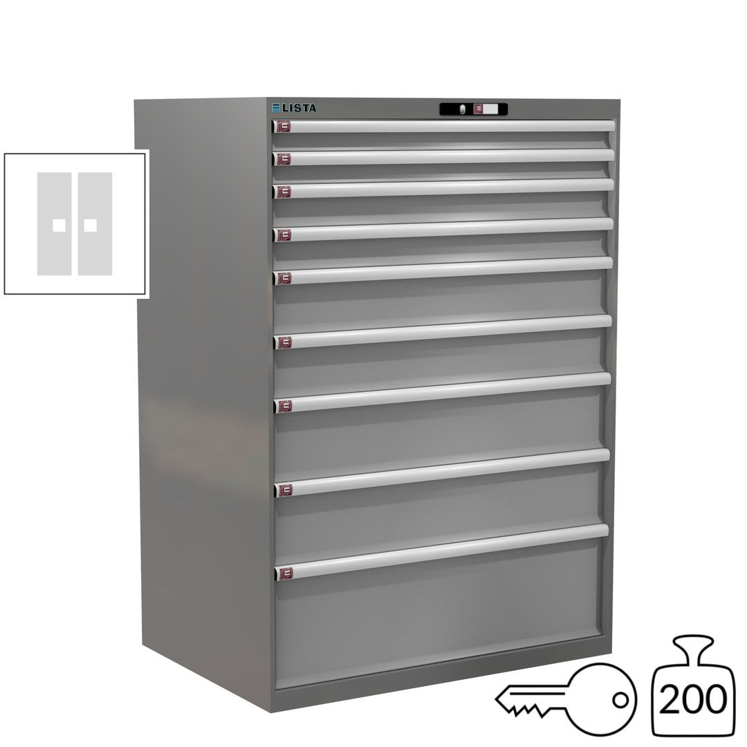 Lista Schubladenschrank - 12.550.010 - 1.450x1.023x725 mm (HxBxT) - 9 Schubladen - 200 kg - Key Lock - lichtblau (RAL 5012)