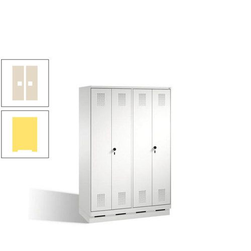 Doppel-Spind, Doppeltüren, Garderobenschrank mit Sockel, 4 Abteile a 300 mm, Korpus anthrazitgrau, Tür anthrazitgrau, 1.800 x 1.200 x 500 mm (HxBxT)