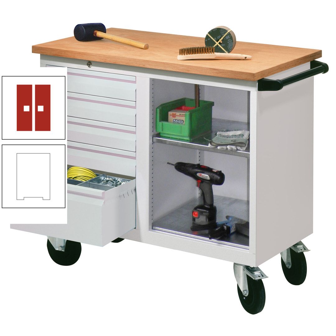 Mobile Werkbank - Werkstattwagen - 915 x 1.090 x 600 mm - 5 Schubladen und Ablagefach - anthrazitgrau