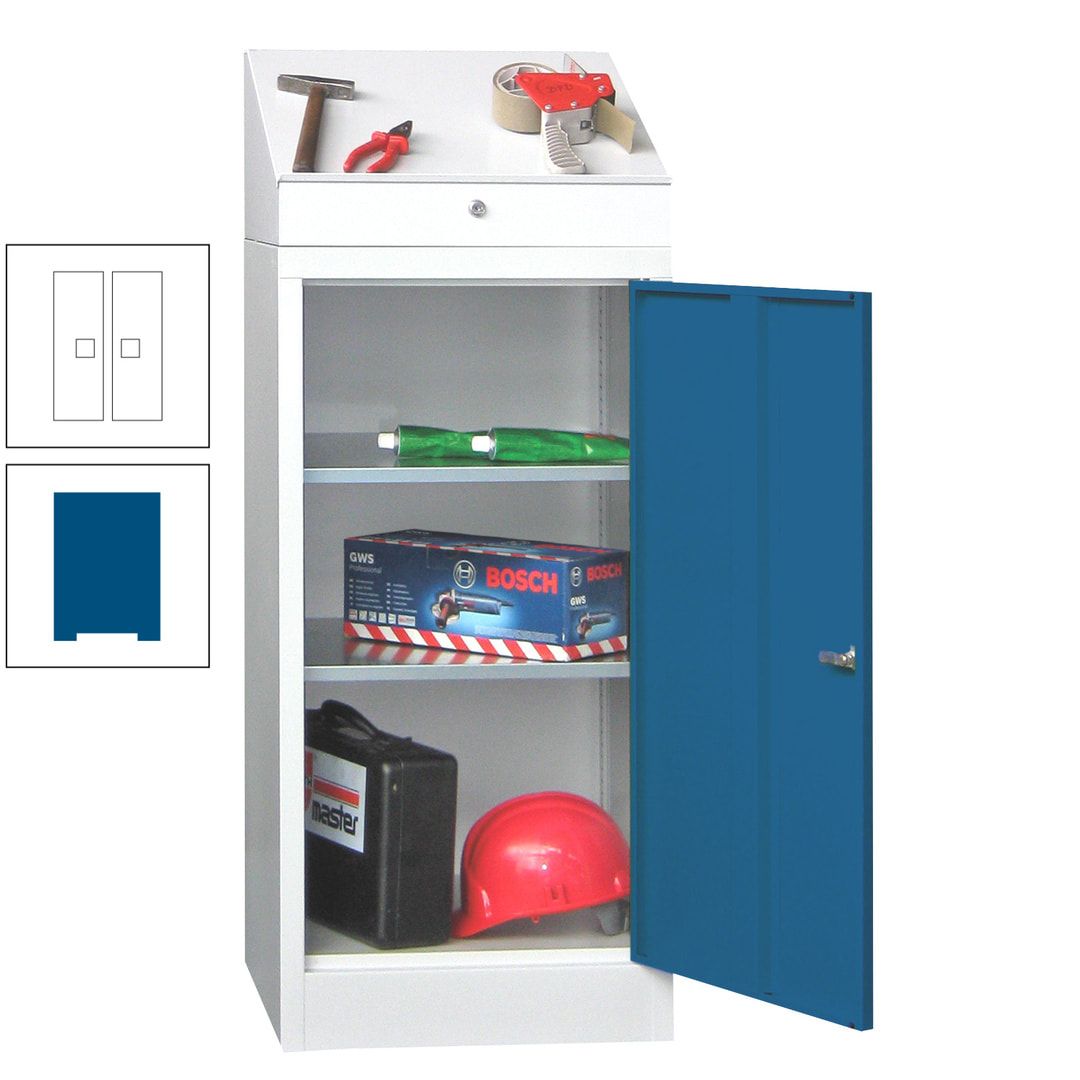 Stehpult mit Schrank - Vollblechtür - Zylinderschloss - 1.270x500x500 mm (HxBxT) - anthrazitgrau