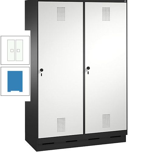 Doppel-Spind, Garderobenschrank, 2 Türen für 4 Abteile a 300 mm, Korpus anthrazitgrau, Türen anthrazitgrau, 1.800 x 1.200 x 500 mm (HxBxT)