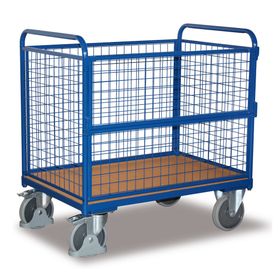 Drahtkastenwagen - klappbare Seite - Traglast 500 kg - Ladefläche wählbar - enzianblau