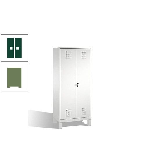 Doppel-Spind, Doppeltüren, Garderobenschrank mit Füßen, 2 Abteile a 400 mm, Korpus anthrazitgrau, Tür anthrazitgrau, 1.850 x 800 x 500 mm (HxBxT)