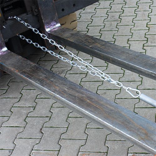Eichinger Gabelzinken Schutzbalken, Stapler Zinkenabdeckung, Warnmarkierung rot-weiß, Kettensicherung, 150 x 1.000 x 200 mm (HxBxT), Farbe: reinorange