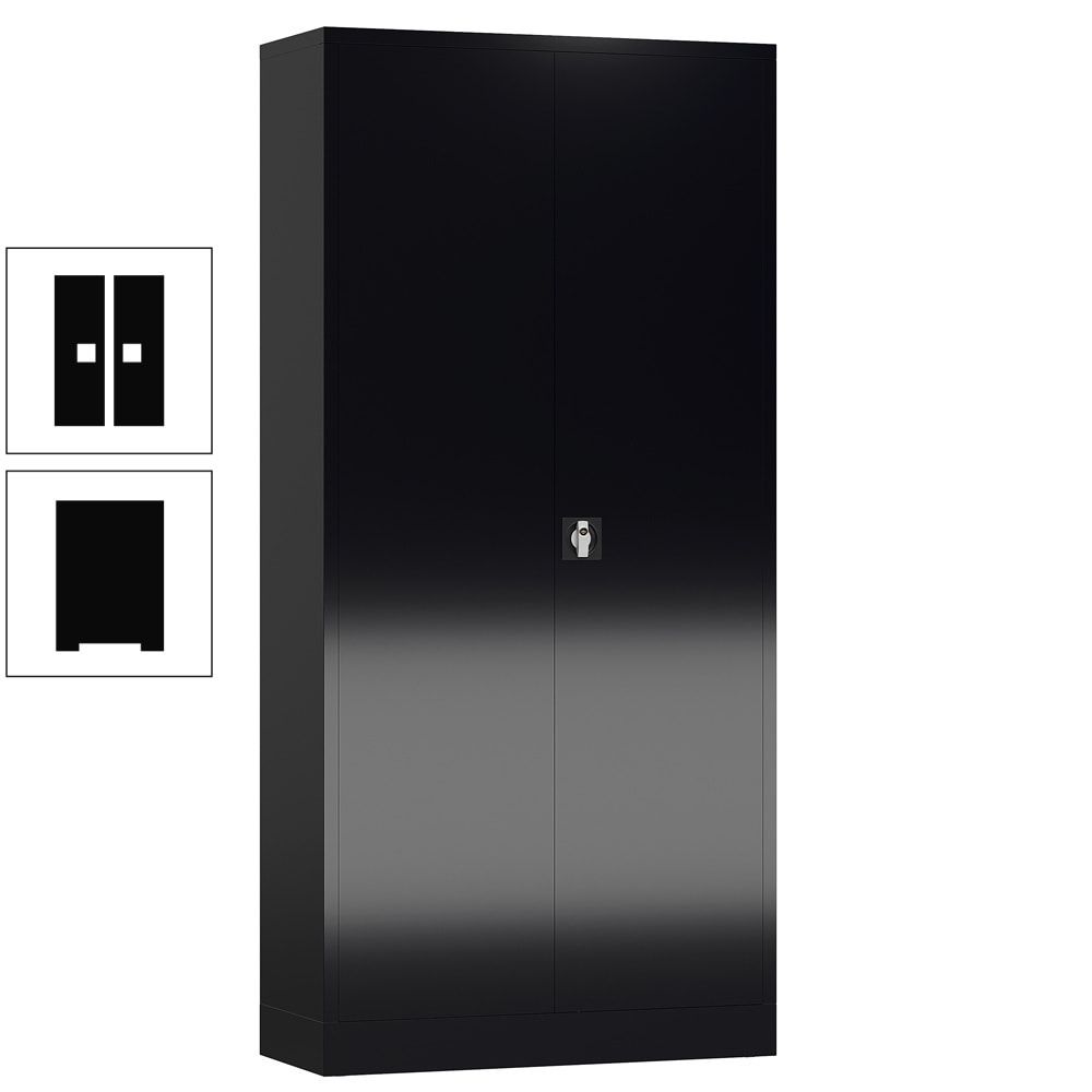 Aktenschrank, Büroschrank, abschließbar, Flügeltüren, 4 Fachböden, 1.945 x 920 x 500 mm (HxBxT), Stahl, Korpus und Türen lichtgrau
