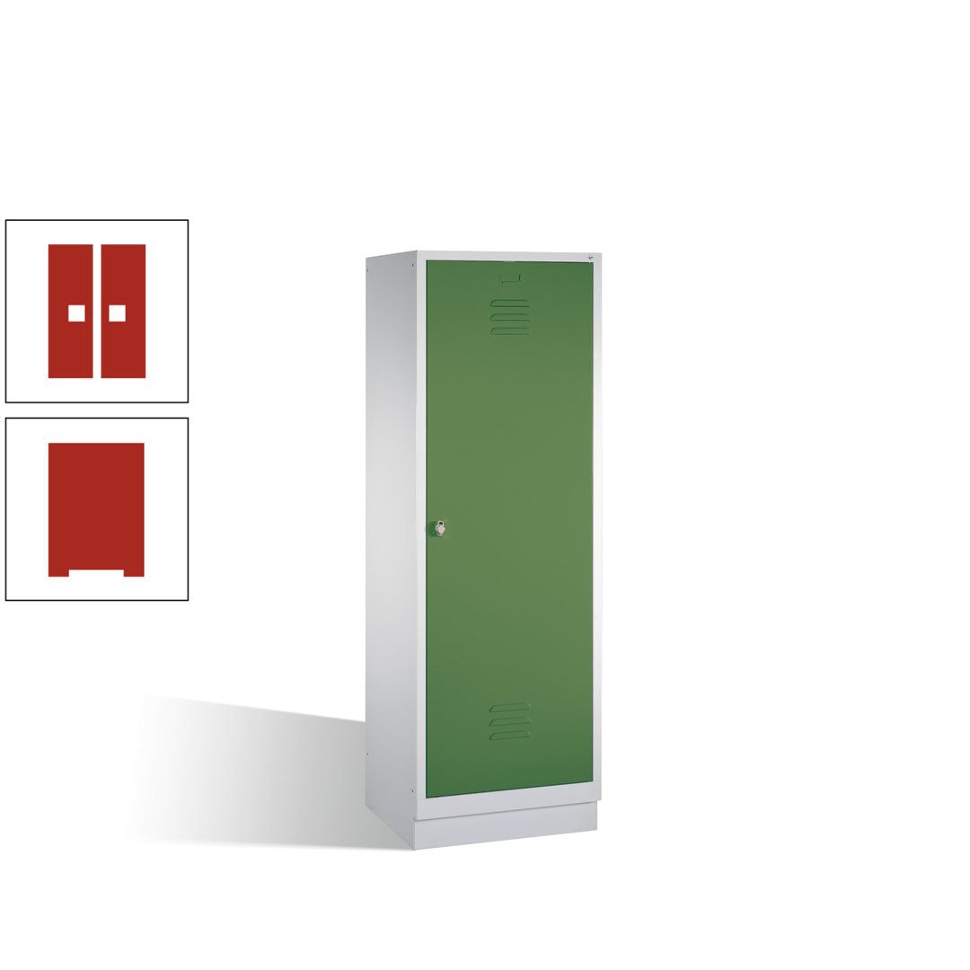 Doppel-Spind mit Großtür, Garderobenschrank mit Sockel, 2 Abteile a 300 mm, Korpus anthrazitgrau, Tür anthrazitgrau, 1.800 x 610 x 500 mm (HxBxT)