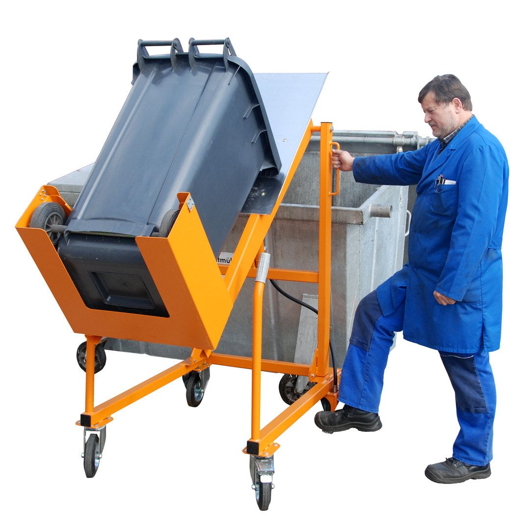 Mülltonnen-Kippstation - Tragkraft 110 kg - elektrisch 12 Volt - feuerrot