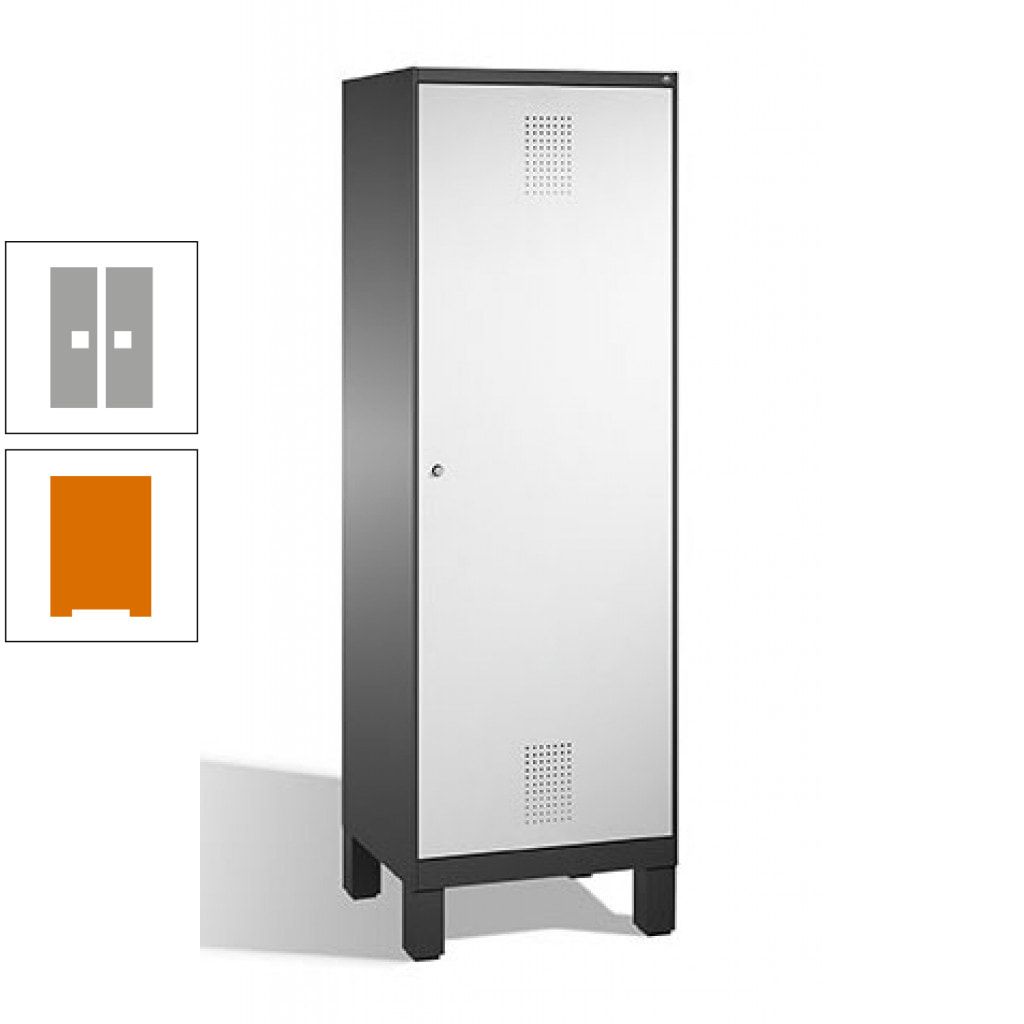 Doppel-Spind, Garderobenschrank, 1 Tür für 2 Abteile a 300 mm, Korpus anthrazitgrau, Türen anthrazitgrau, 1.850 x 600 x 500 mm (HxBxT)