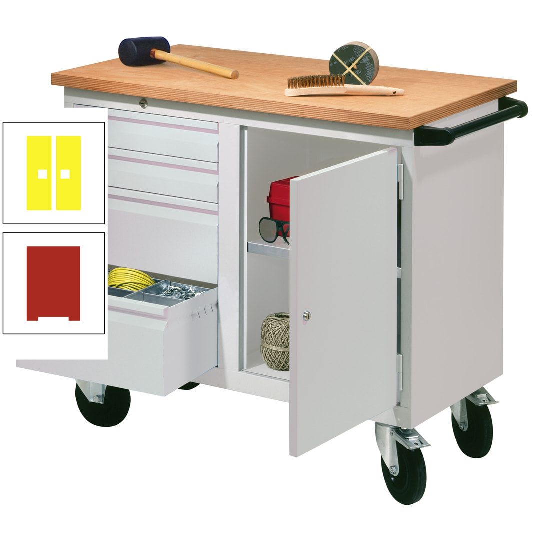 Mobile Werkbank - Werkstattwagen - 915 x 1.090 x 600 mm - 4 Schubladen und Schrankfach - anthrazitgrau