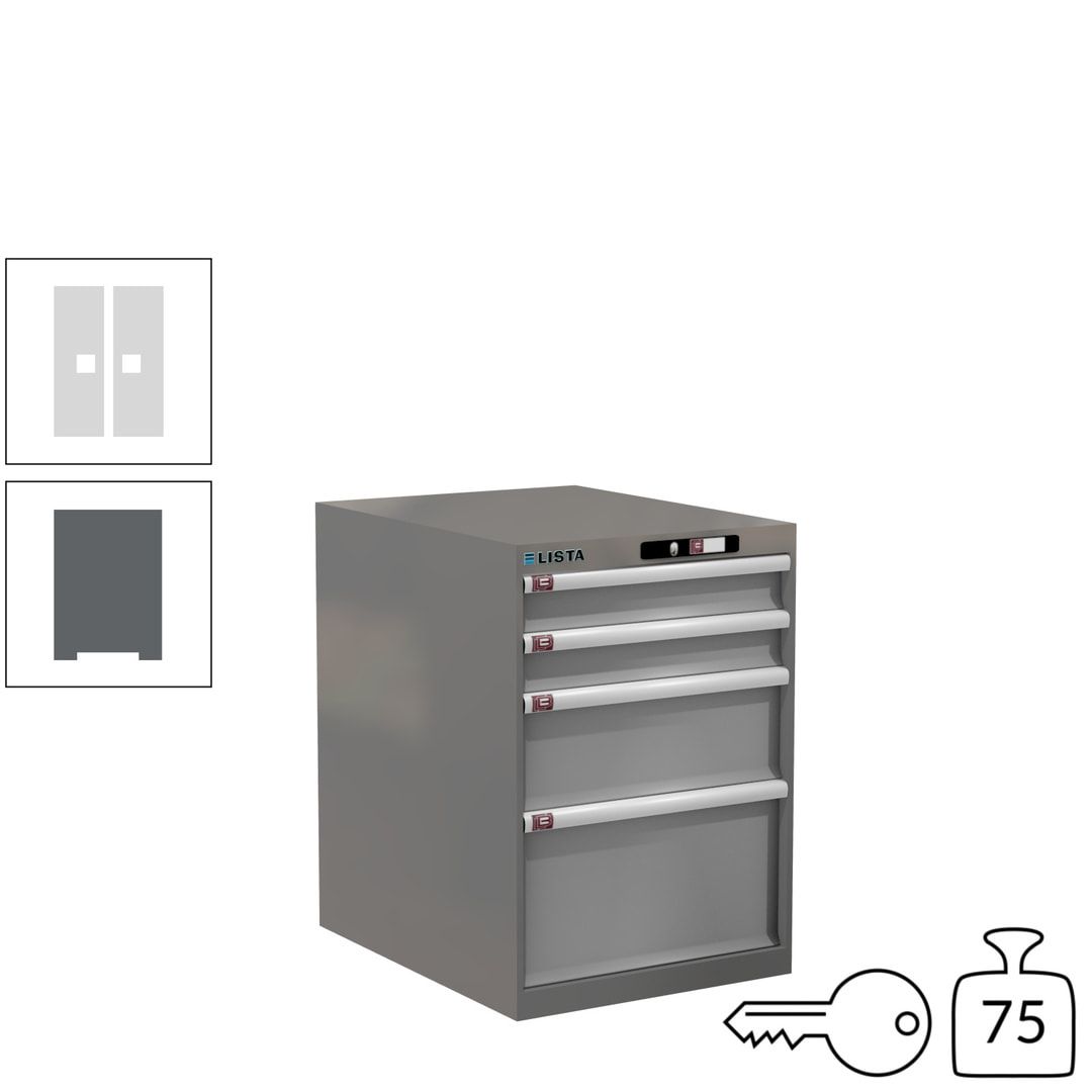 Lista Schubladenschrank - 14.371.010 - 800x564x725 mm (HxBxT) - 4 Schubladen - 75 kg - Key Lock - lichtblau (RAL 5012)