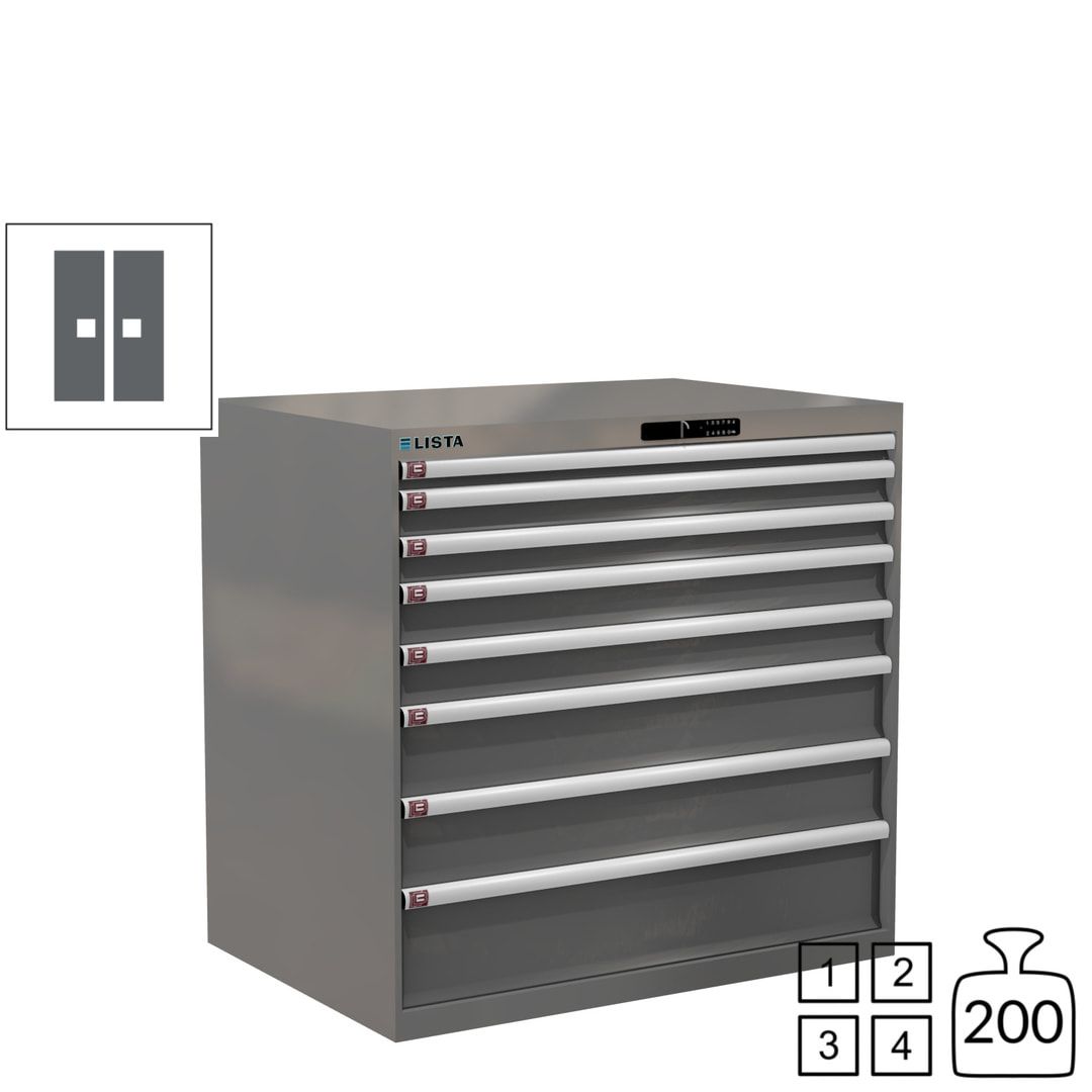 Lista Schubladenschrank - 12.541.010 - 1.000x1.023x725 mm (HxBxT) - 8 Schubladen - 200 kg - Key Lock - lichtblau (RAL 5012)
