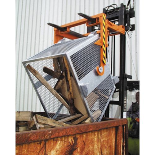 BAUER Gitterbehälter für Kipptraverse - 900 l Volumen - Tragkraft 500 kg - feuerrot