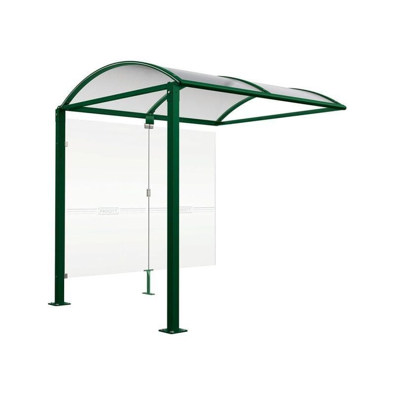 Fahrradunterstand, Fahrradüberdachung, All-in-One + Zusatz, Sicherheitsglas, 2.635 x 5.000 x 2.090 mm (HxBxT), auf Bodenplatten, Farbe enzianblau