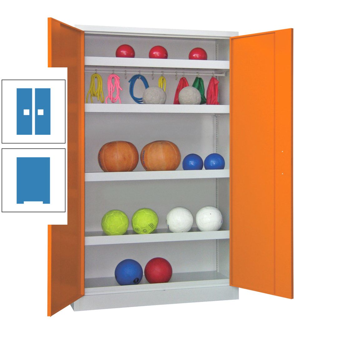 Ballschrank - Vollblechtüren - 4 Böden - 1 Hakenleiste - 1.950x1.200x500 mm (HxBxT) - anthrazitgrau