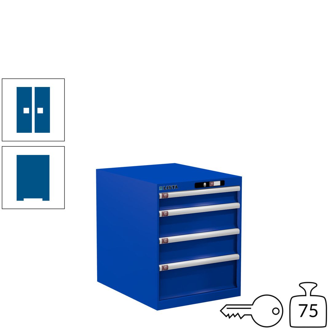 Lista Schubladenschrank - 14.350.010 - 700x564x725 mm (HxBxT) - 4 Schubladen - 75 kg - Key Lock - lichtblau (RAL 5012)