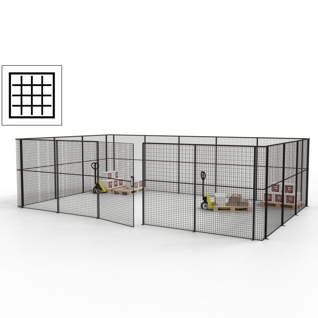 Maschinen Schutzgitter - Hallentrennwand - Sicherheitszaun - Tür - 22 m - 2.200 x 7.900 x 4.900 mm (HxBxT) - enzianblau