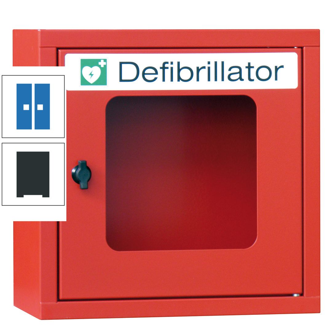 Defibrillatorenschrank - 400 x 400 x 200 mm (HxBxT) - Sichtfenster - anthrazitgrau