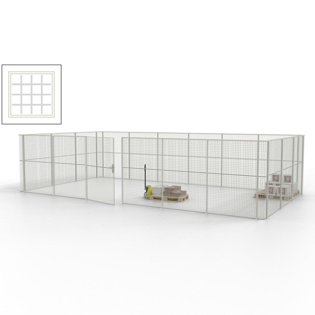 Maschinen Schutzgitter - Hallentrennwand - Sicherheitszaun - Tür - 27 m - 2.200 x 9.400 x 4.900 mm (HxBxT) - enzianblau