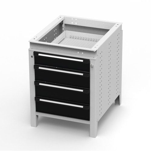 OTTOKIND Werkbank - Arbeitsplatte bündig - 850 x 605 x 750 mm (HxBxT) - 4 Schubladen - lichtgrau