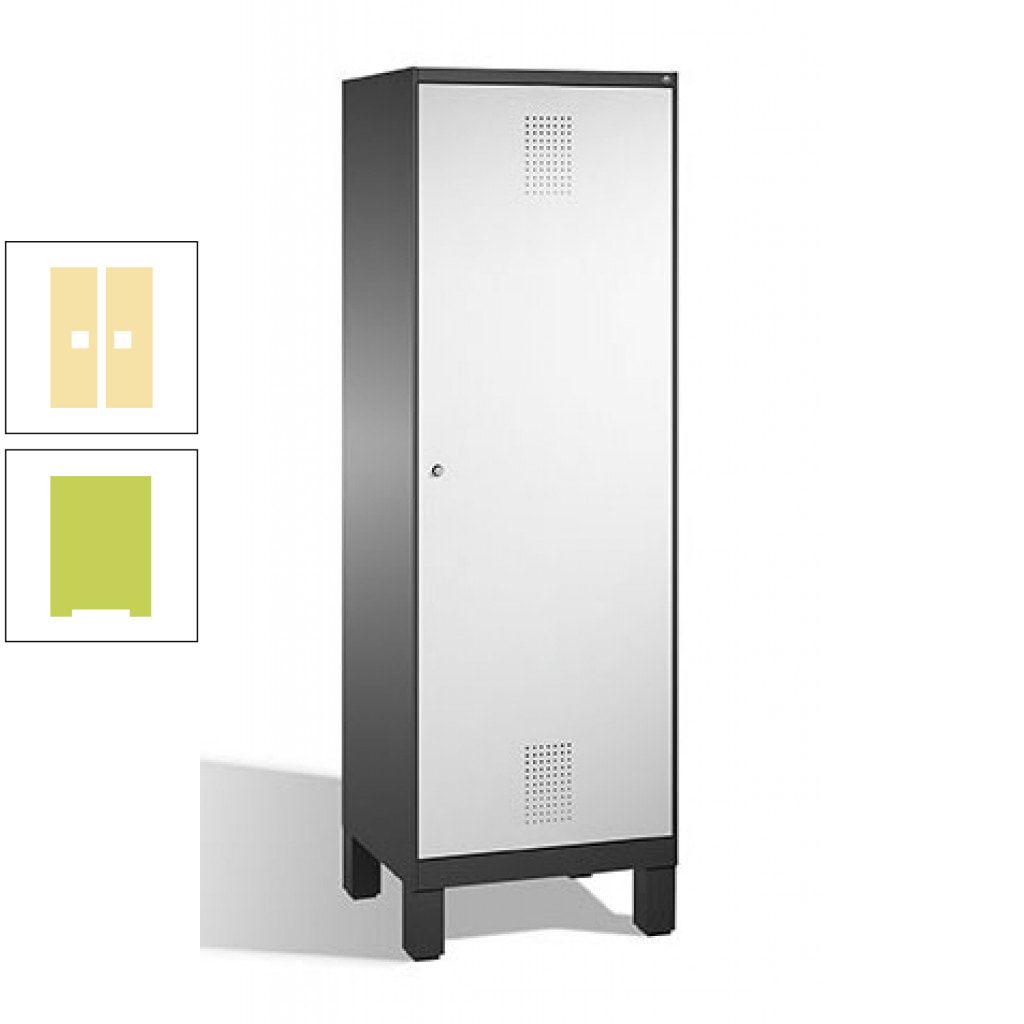 Doppel-Spind, Garderobenschrank, 1 Tür für 2 Abteile a 300 mm, Korpus anthrazitgrau, Türen anthrazitgrau, 1.850 x 600 x 500 mm (HxBxT)