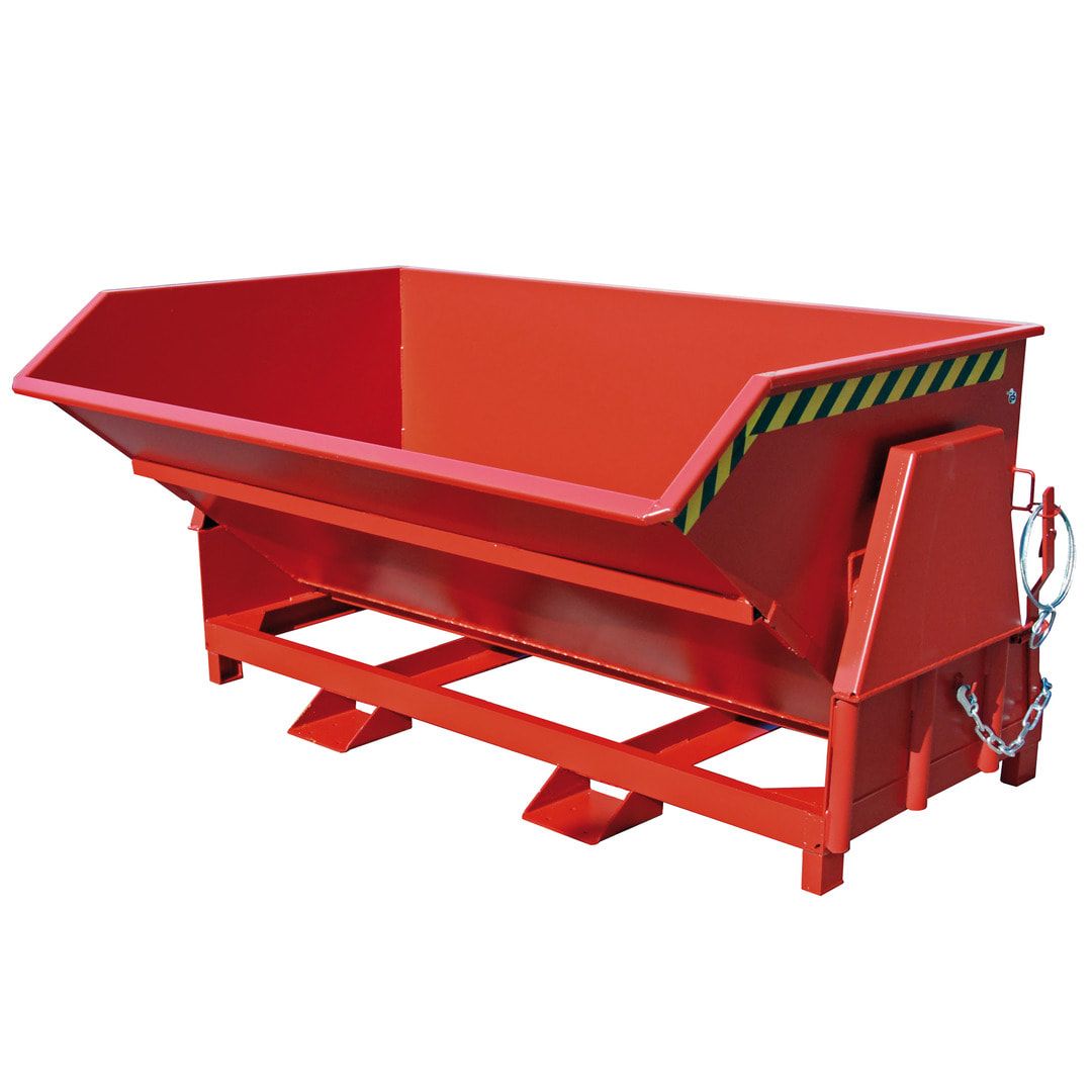 BAUER Kippbehälter - 1.000 l Volumen - 2.000 kg - Abrollmechanismus - feuerrot
